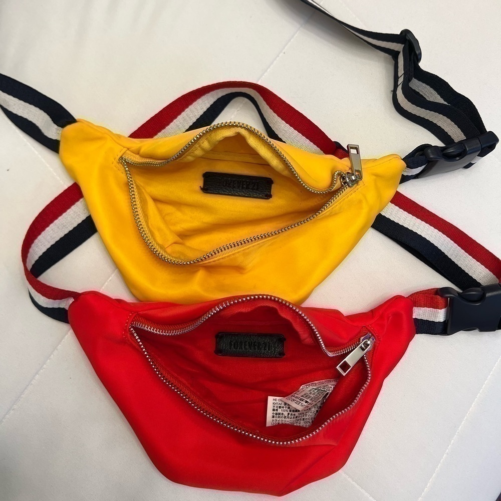 Forever 21 Red & Yellow Belt Bag Fanny Packs Zip Adjustable Strap - Picture 2 of 3